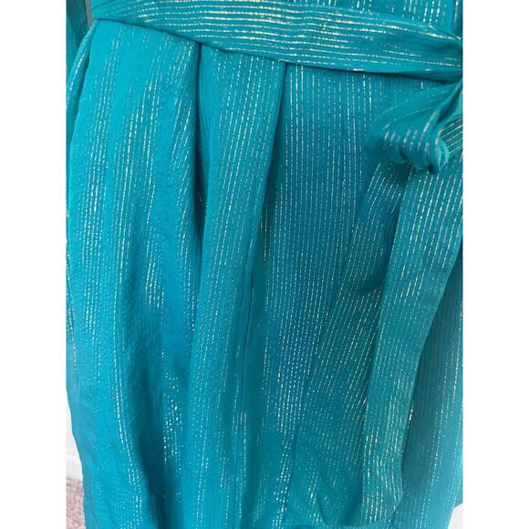 LILLY PULITZER KALIANNA DRESS VALENCIA TEAL/METALLIC SZ S FLOWY SOPHISTICATED - Picture 13 of 16